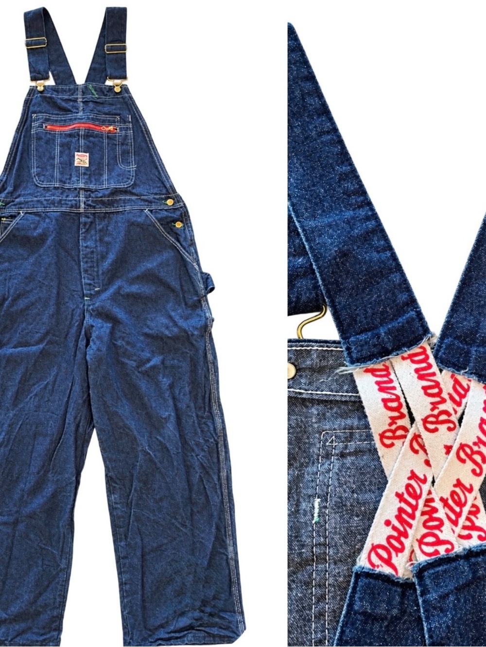Pointer Brand 38x29 USA Low Back Advertising Strap Denim Overalls